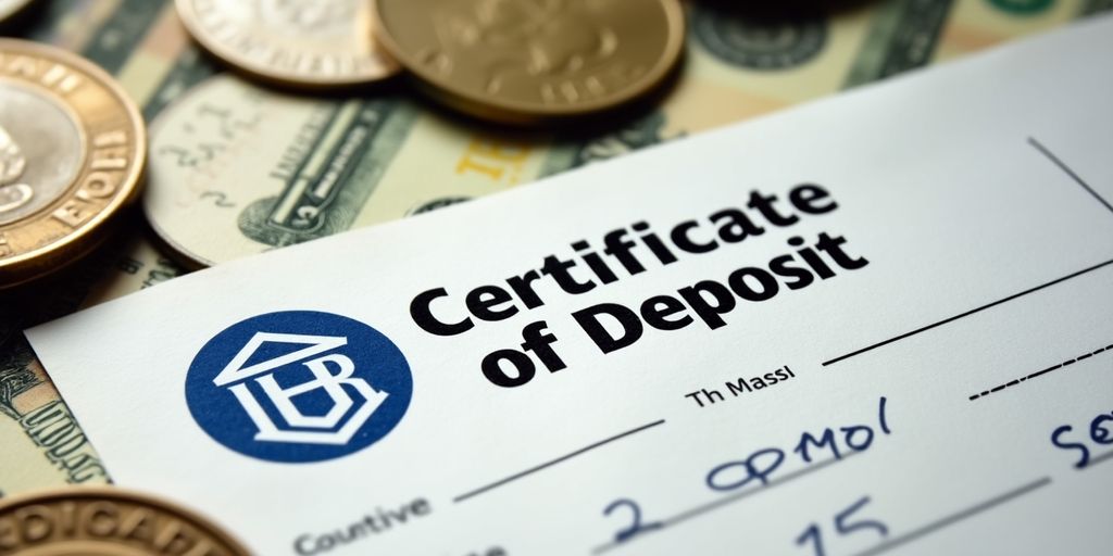 Close-up of a Certificate of Deposit with money.