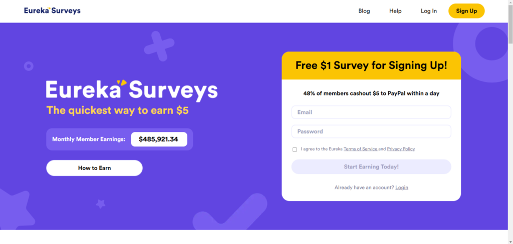 Eureka Surveys Website screenshot