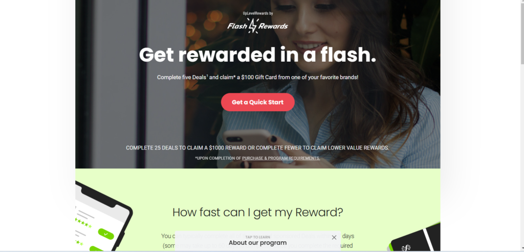 Flash rewards website image