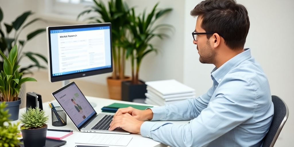 Person completing an online survey on a laptop.